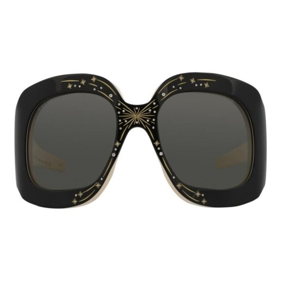 Gucci Womens Shield/Wrap Black Black Grey Fashion Designer Eyewear - Picture 1 of 4